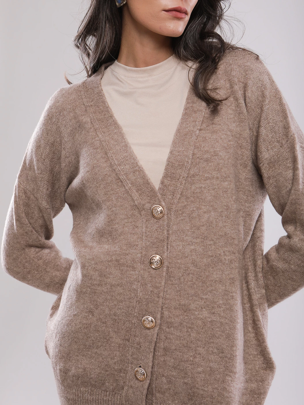 GILET CARDIGAN À RAYURES EN MAILLE