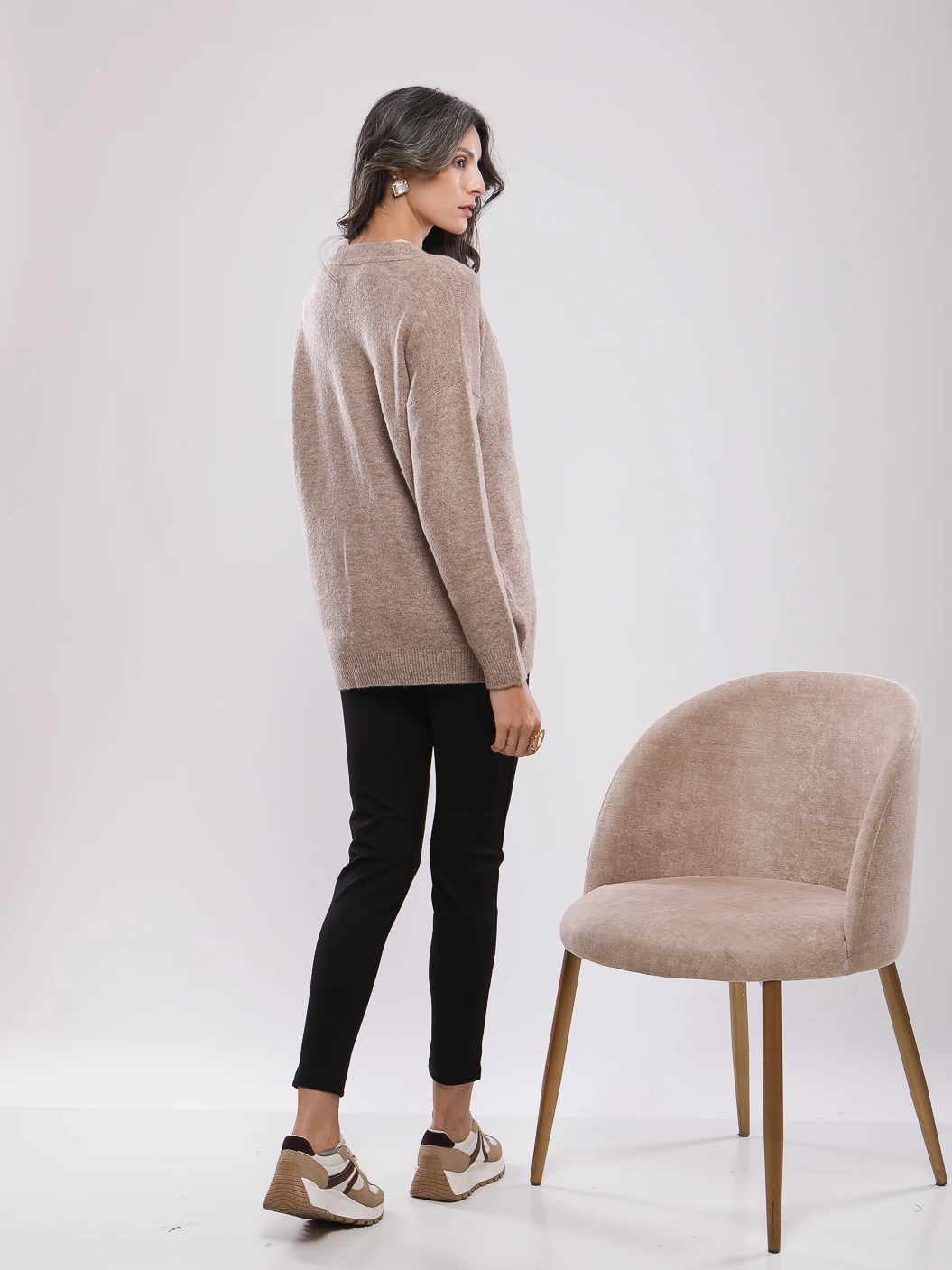 GILET CARDIGAN À RAYURES EN MAILLE