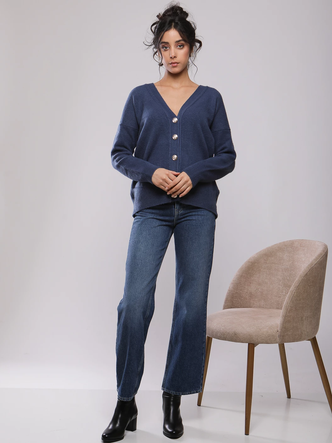 GILET CARDIGAN À RAYURES EN MAILLE