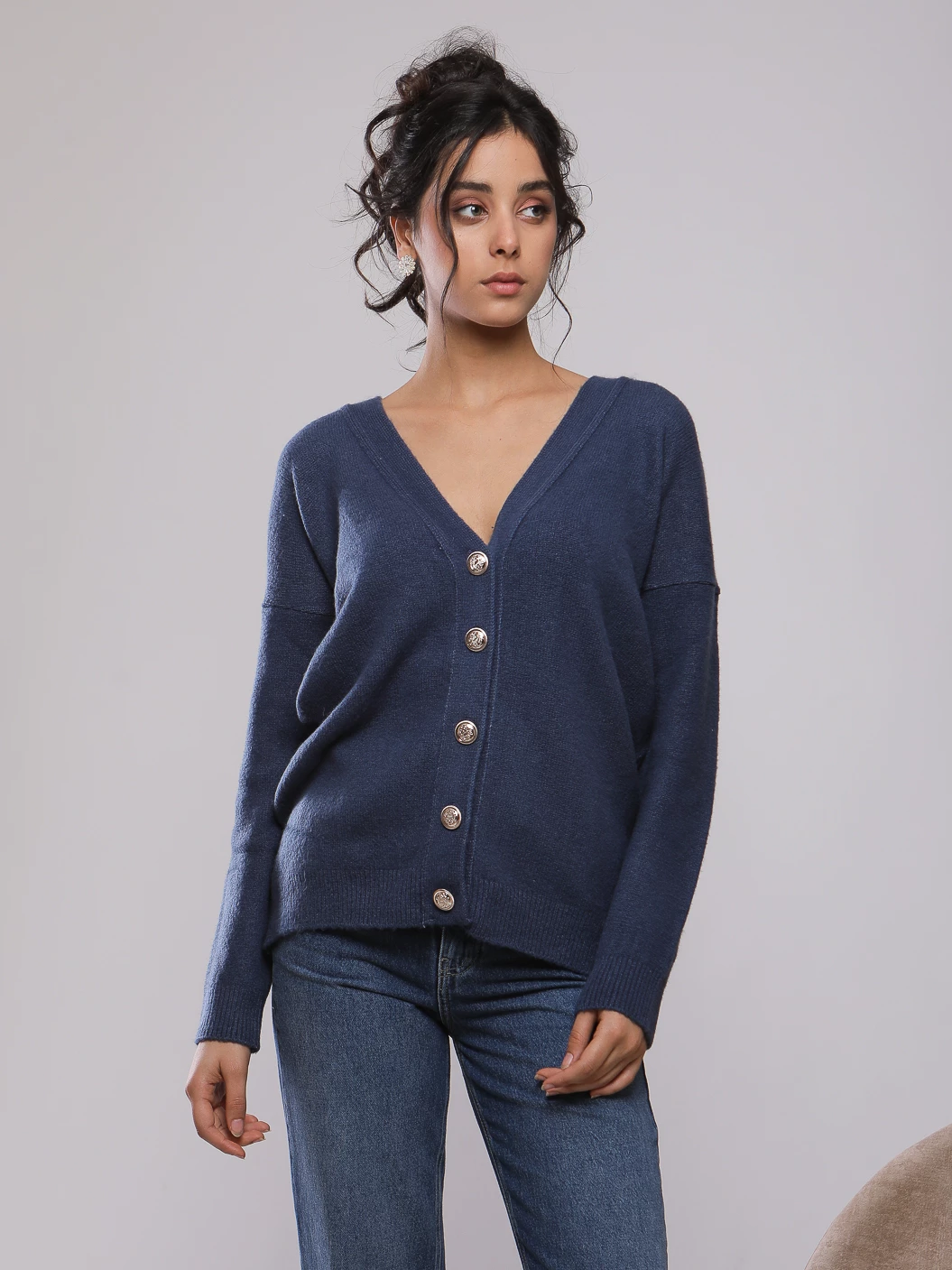 GILET CARDIGAN À RAYURES EN MAILLE