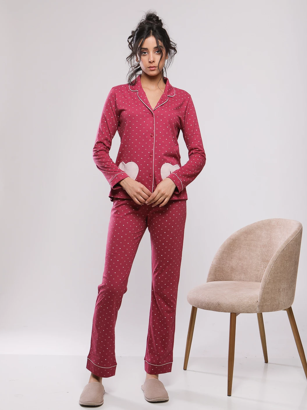 PYJAMA OUVERT POCHES CŒURS