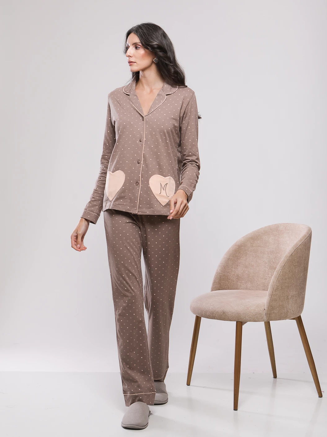 PYJAMA OUVERT POCHES CŒURS