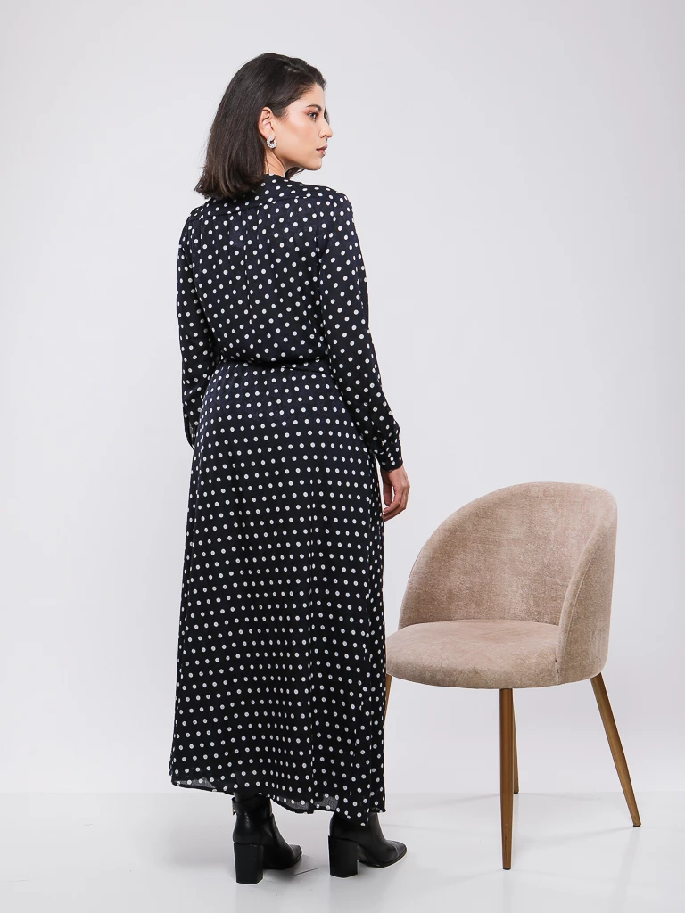 ROBE LONGUE PORTEFEUILLE À POIS