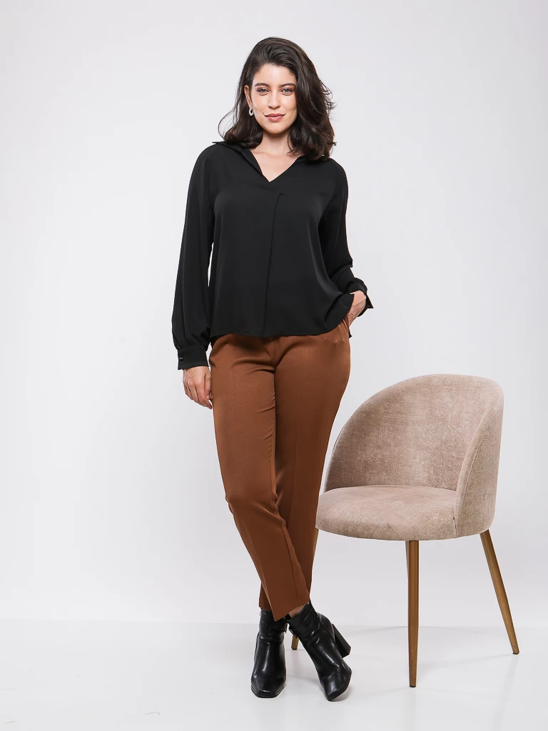 BLOUSE COL CHEMISE MANCHES LONGUES