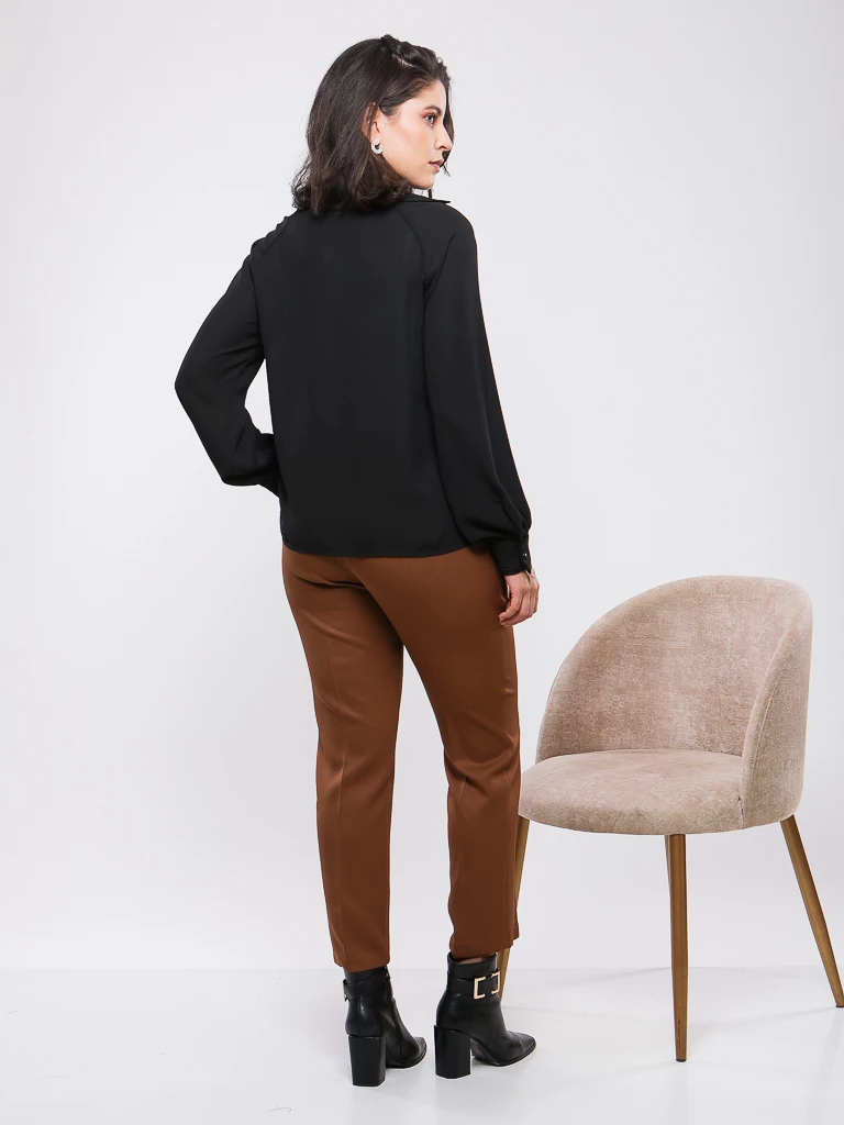 BLOUSE COL CHEMISE MANCHES LONGUES