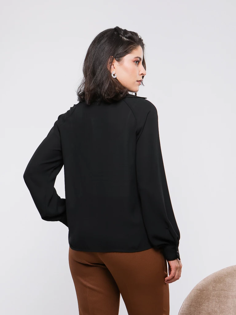 BLOUSE COL CHEMISE MANCHES LONGUES