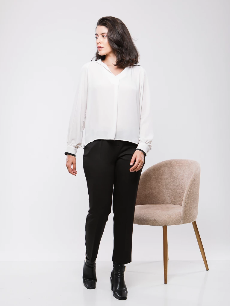 BLOUSE COL CHEMISE MANCHES LONGUES