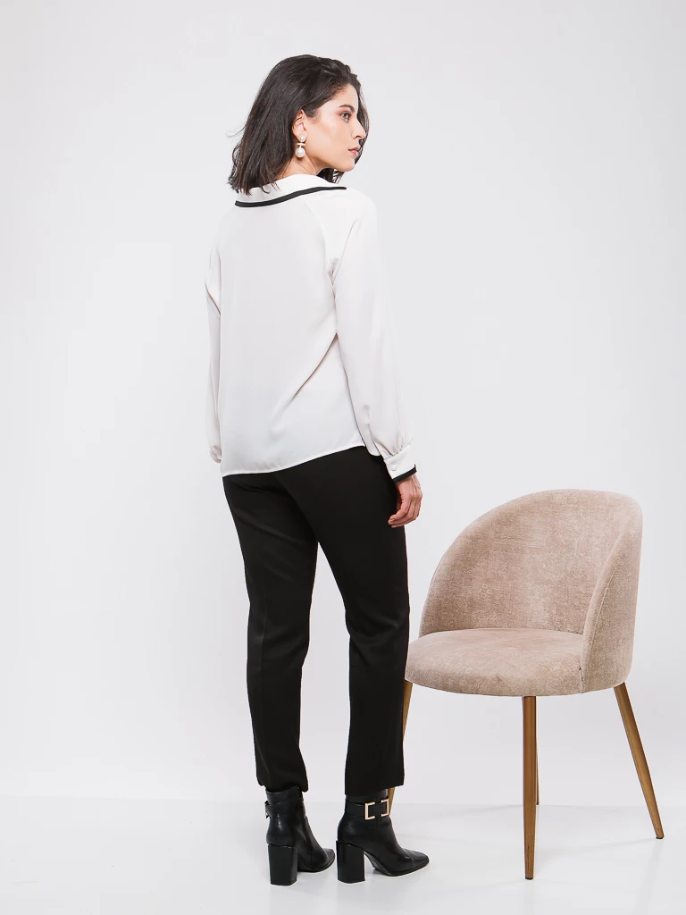 BLOUSE COL CHEMISE MANCHES LONGUES