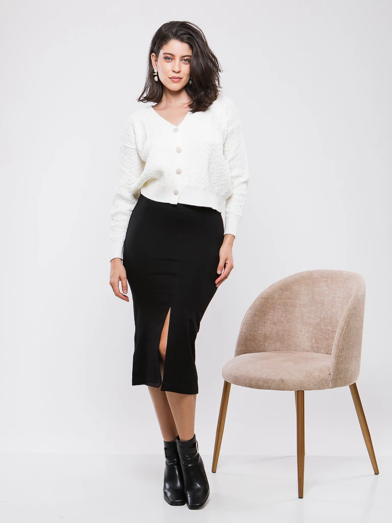 GILET CARDIGAN COURT EN MAILLE