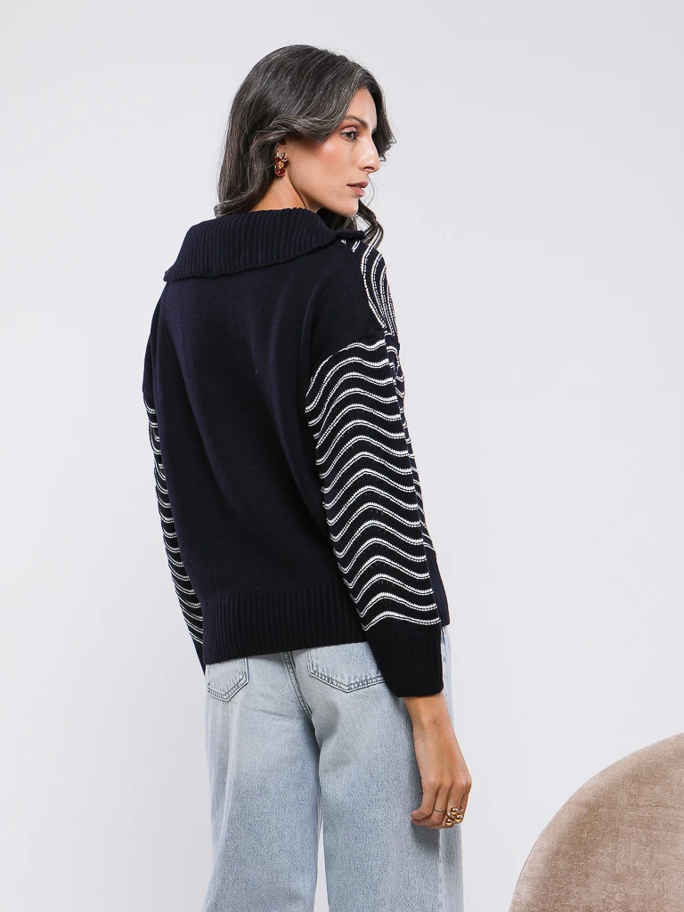 PULL EN MAILLE À RAYURES MANCHES LONGUES