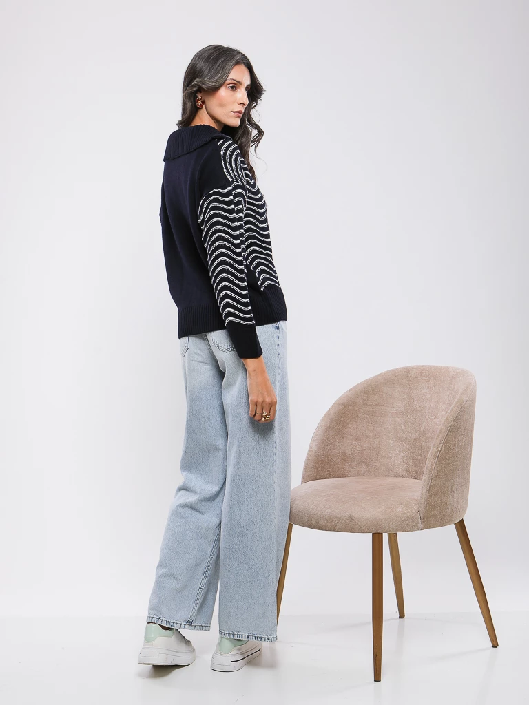 PULL EN MAILLE À RAYURES MANCHES LONGUES