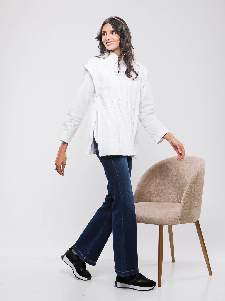 DEBARDEUR EN MAILLE TORSADÉE