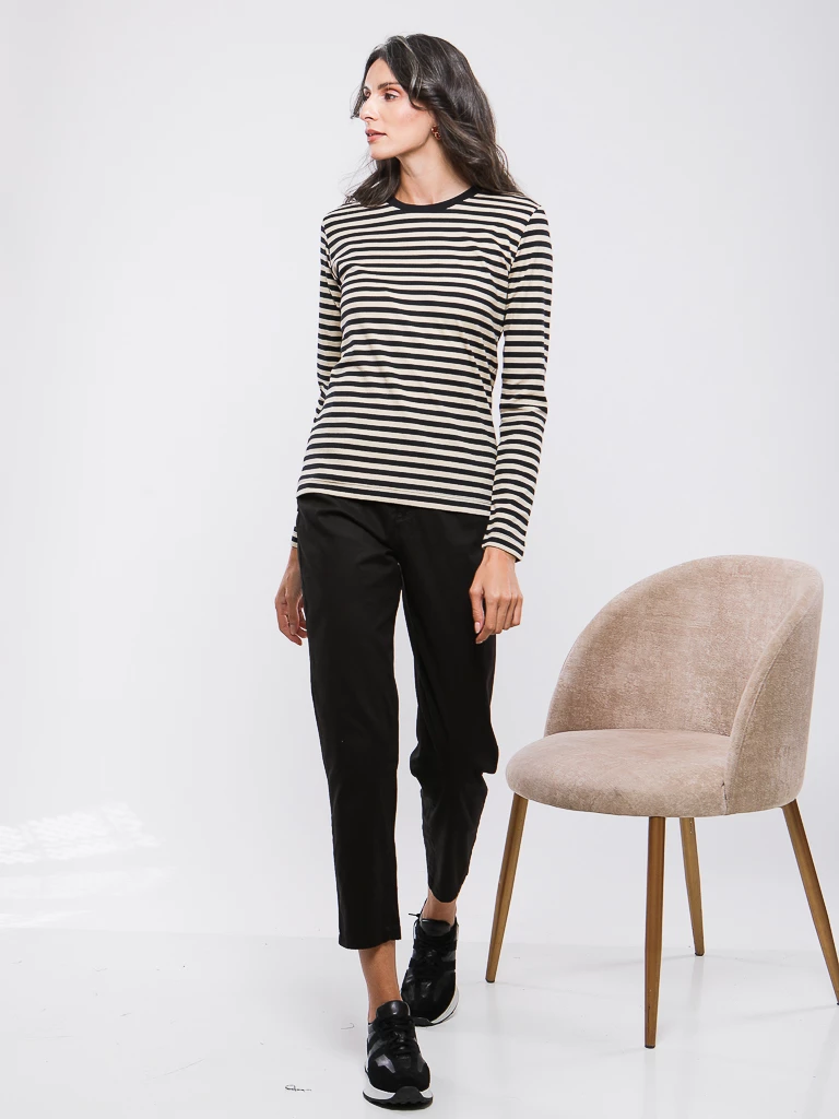 T-SHIRT A RAYURES ET MANCHES LONGUES