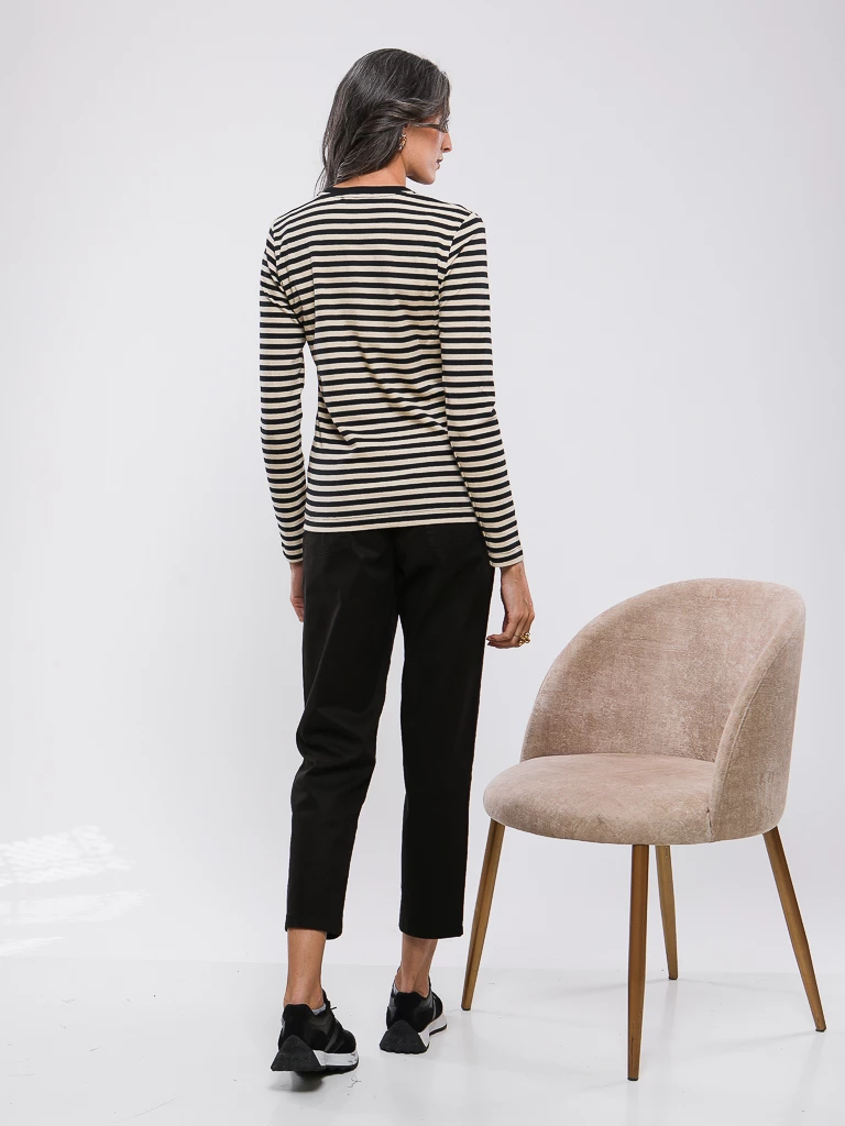 T-SHIRT A RAYURES ET MANCHES LONGUES