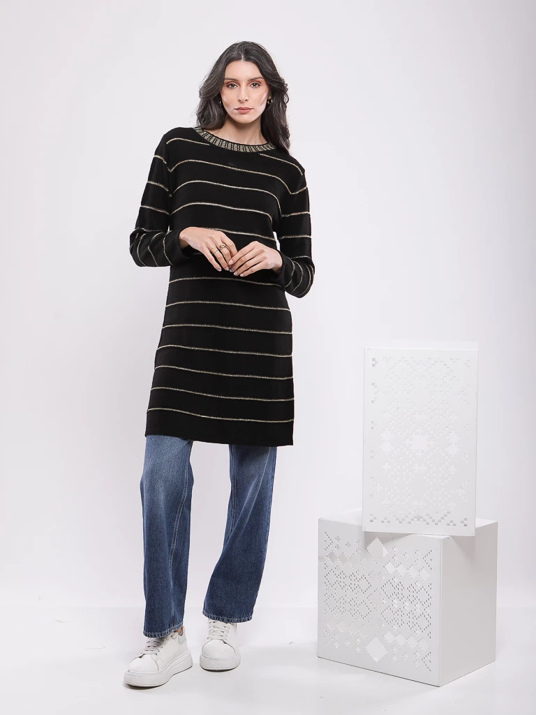 PULL EN MAILLE RAYÉE MANCHES LONGUES