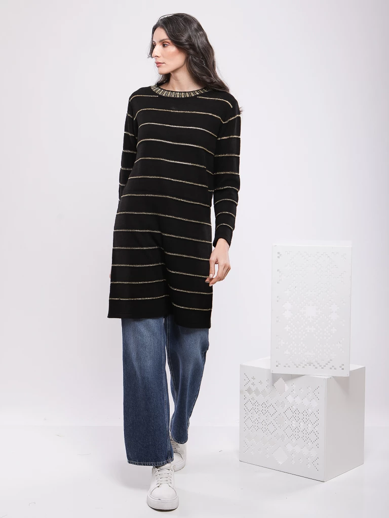 PULL EN MAILLE RAYÉE MANCHES LONGUES