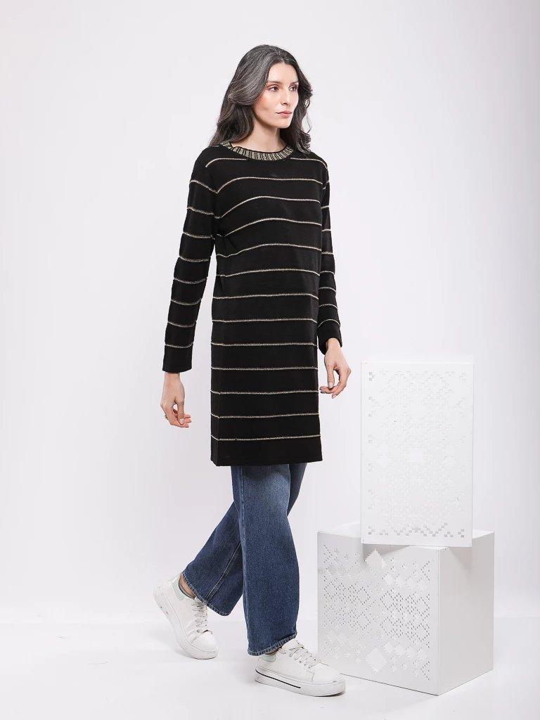 PULL EN MAILLE RAYÉE MANCHES LONGUES