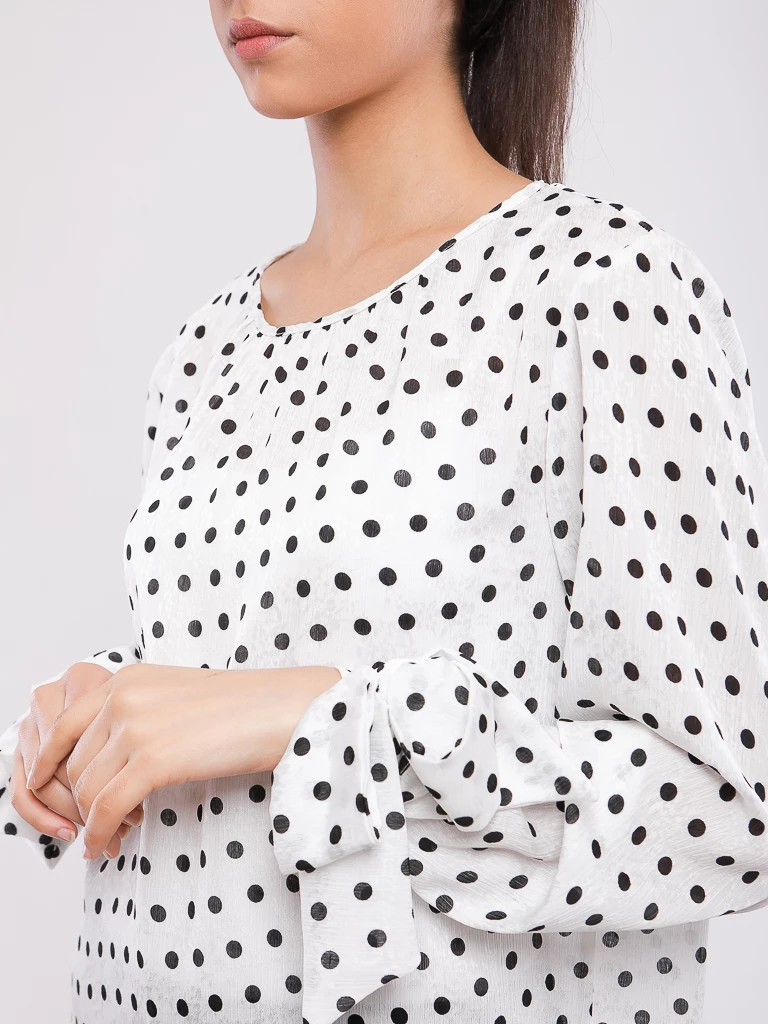 BLOUSE FLUIDE A POIS MANCHES BOUFFANTES