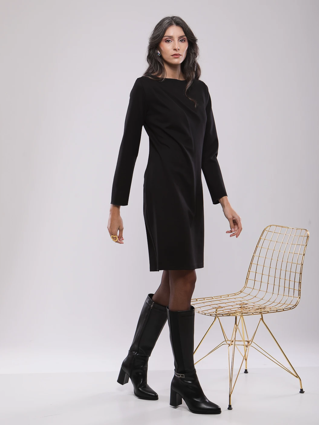 ROBE MIDI DRAPÉE À ENCOLURE BATEAU