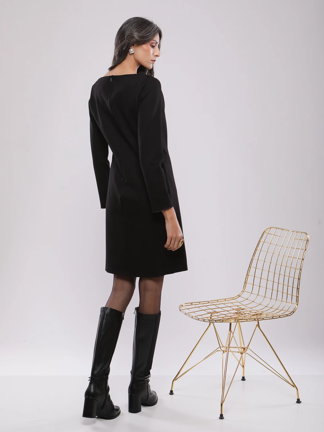 ROBE MIDI DRAPÉE À ENCOLURE BATEAU