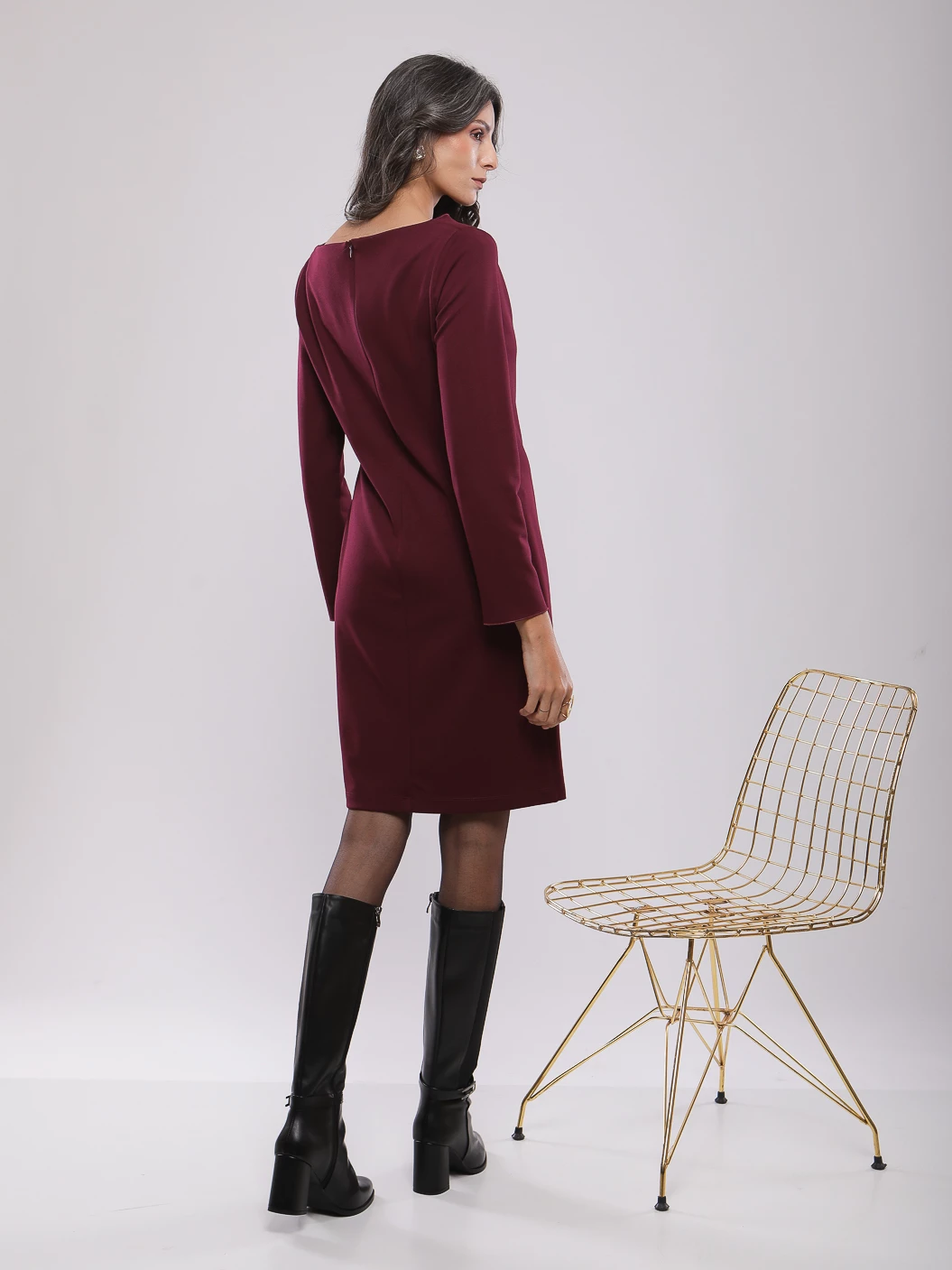 ROBE MIDI DRAPÉE À ENCOLURE BATEAU