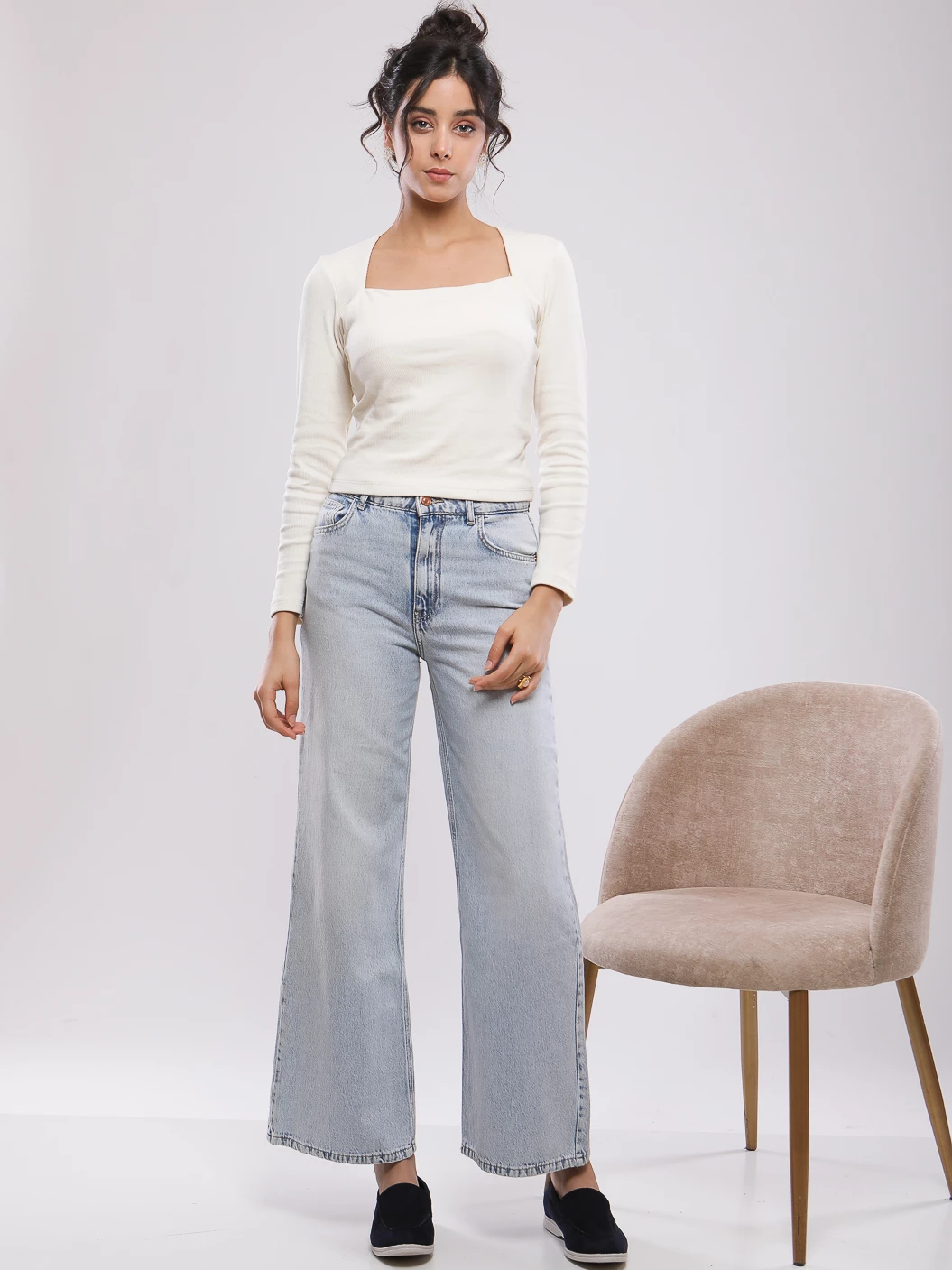 T-SHIRT MANCHES LONGUES COL CARRE FRONCE