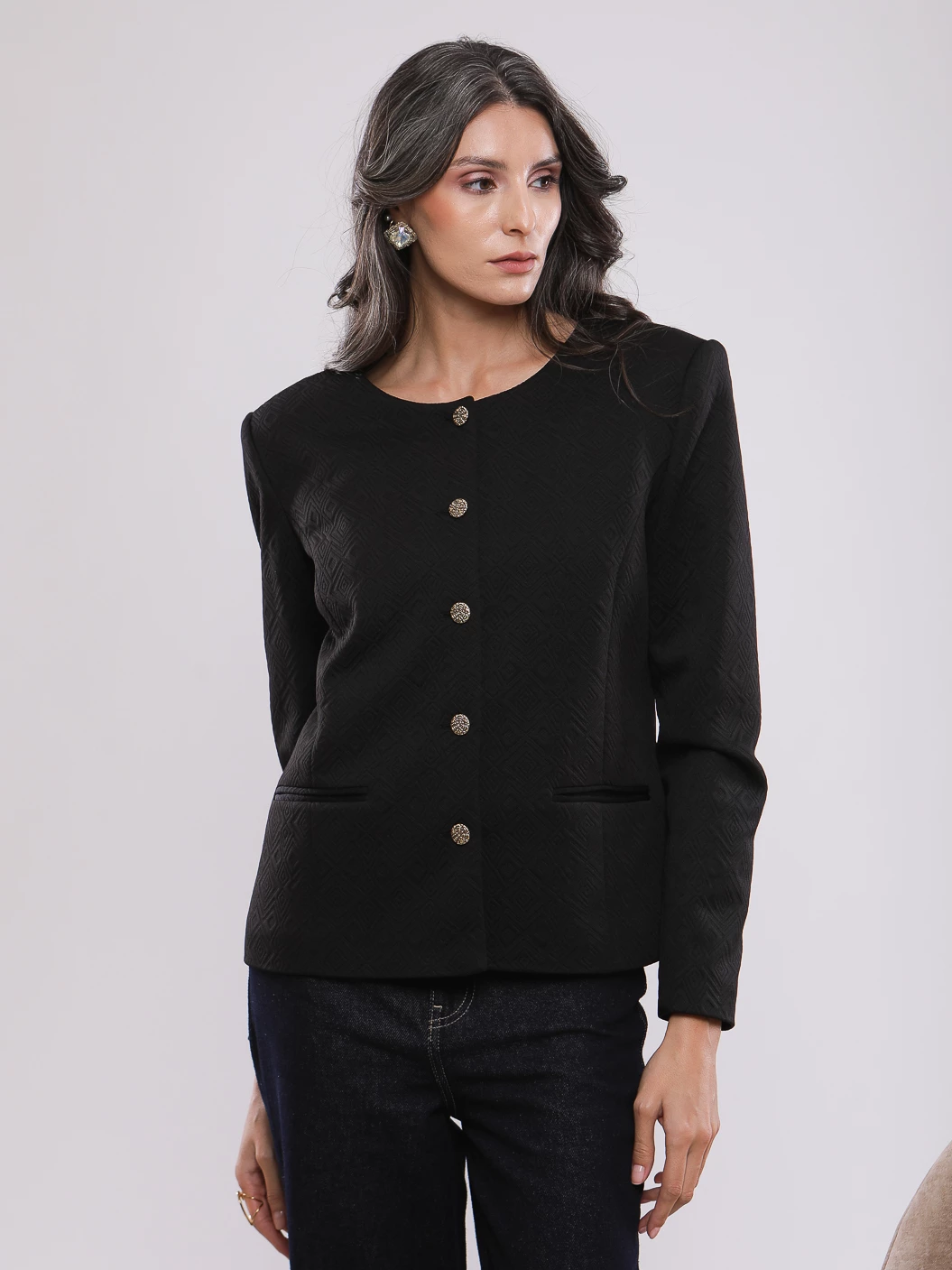 BLAZER COUPE COURTE A BOUTON DORES