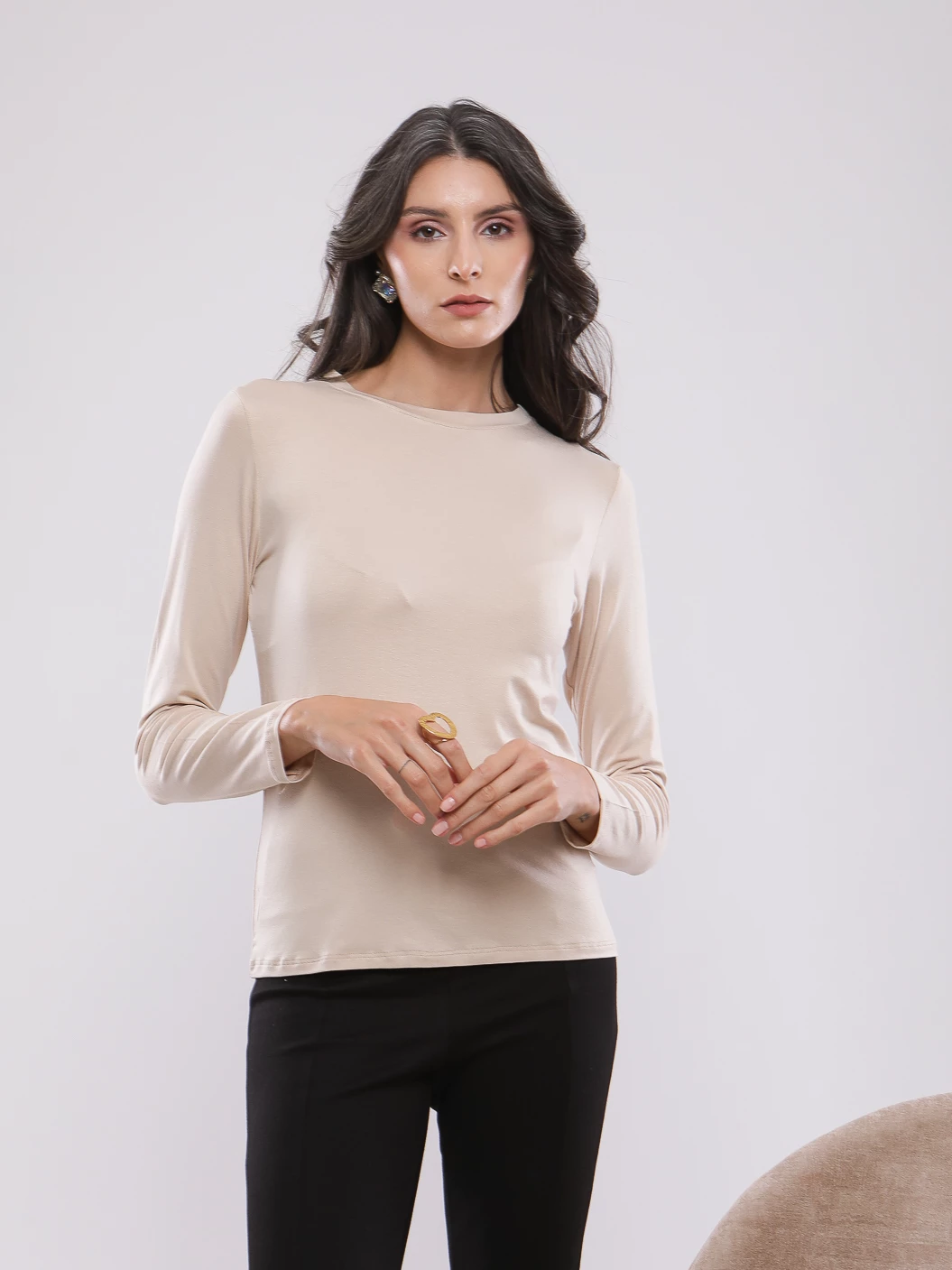 T-SHIRT MANCHES LONGUES ENCOLURE BATEAU