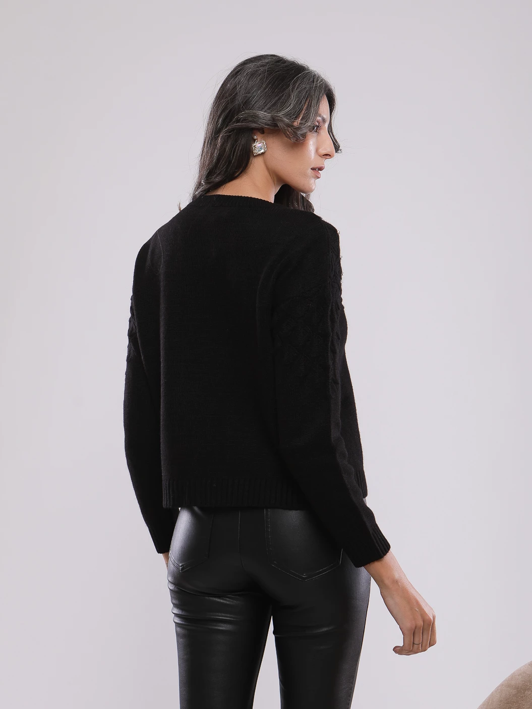 PULL COURT EN MAILLE MANCHES LONGUES