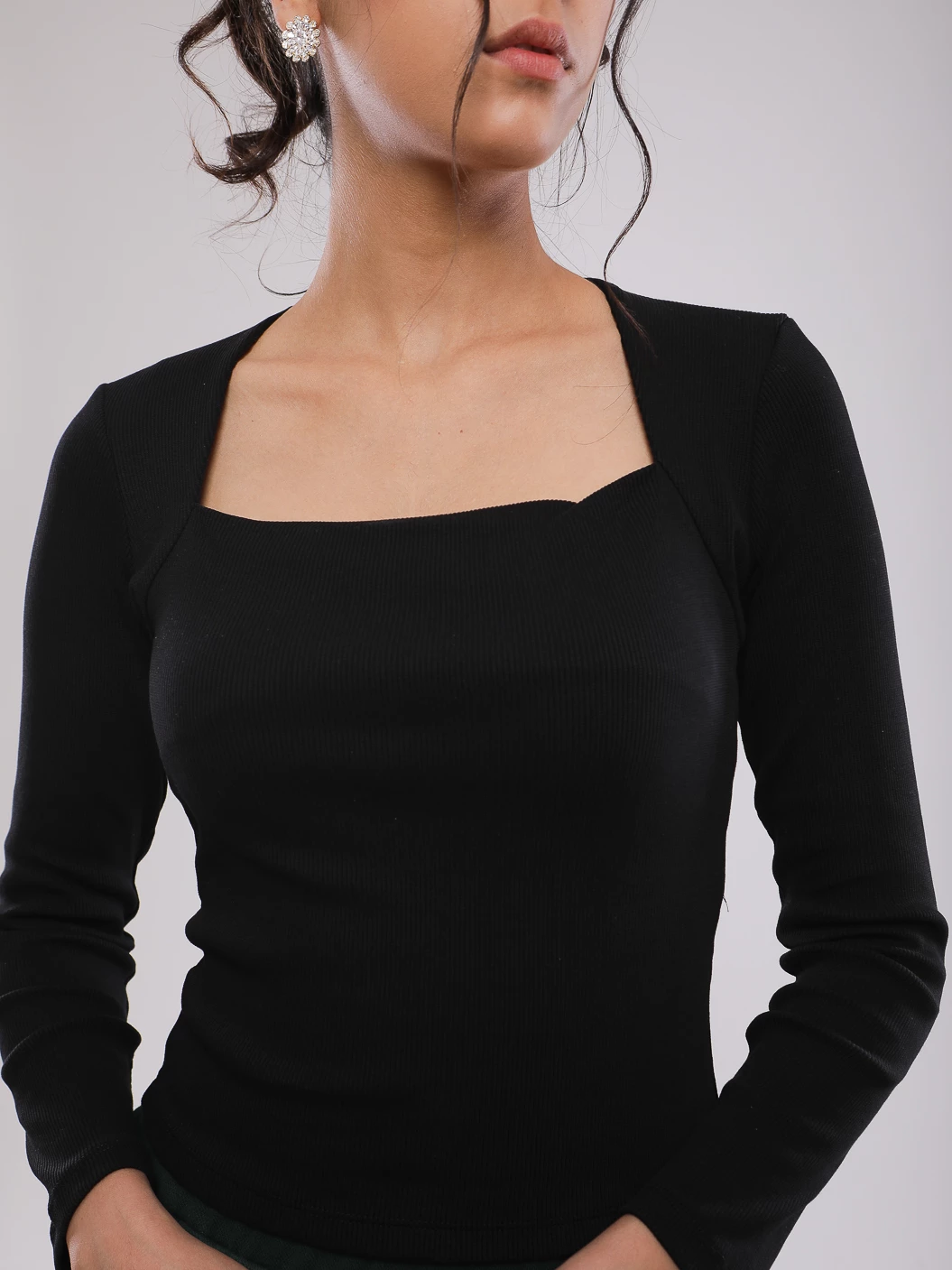 T-SHIRT MANCHES LONGUES COL CARRE FRONCE