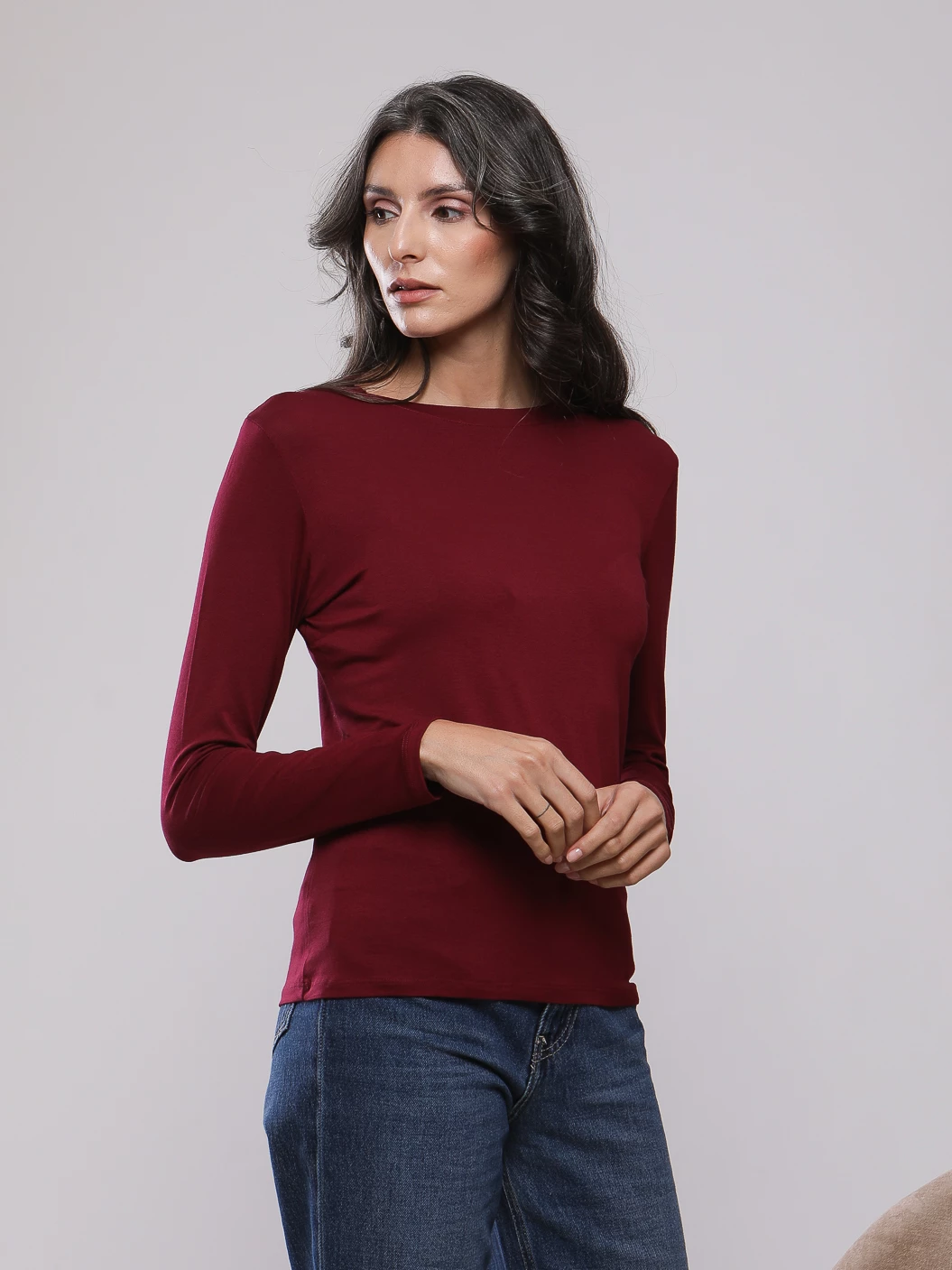 T-SHIRT MANCHES LONGUES ENCOLURE BATEAU