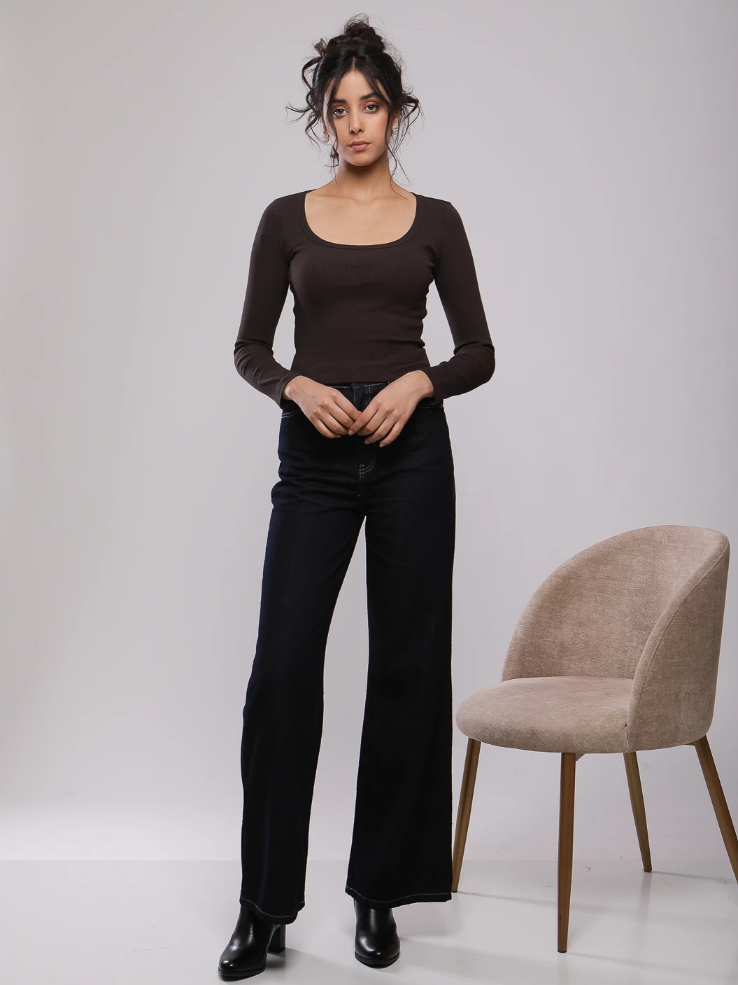 T-SHIRT CÔTELÉ MANCHES LONGUES