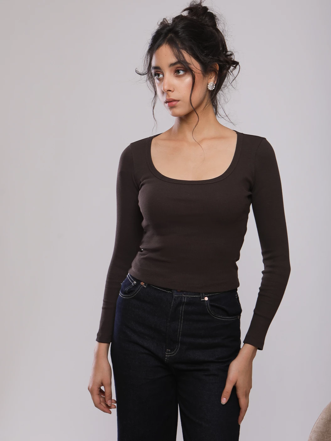 T-SHIRT CÔTELÉ MANCHES LONGUES