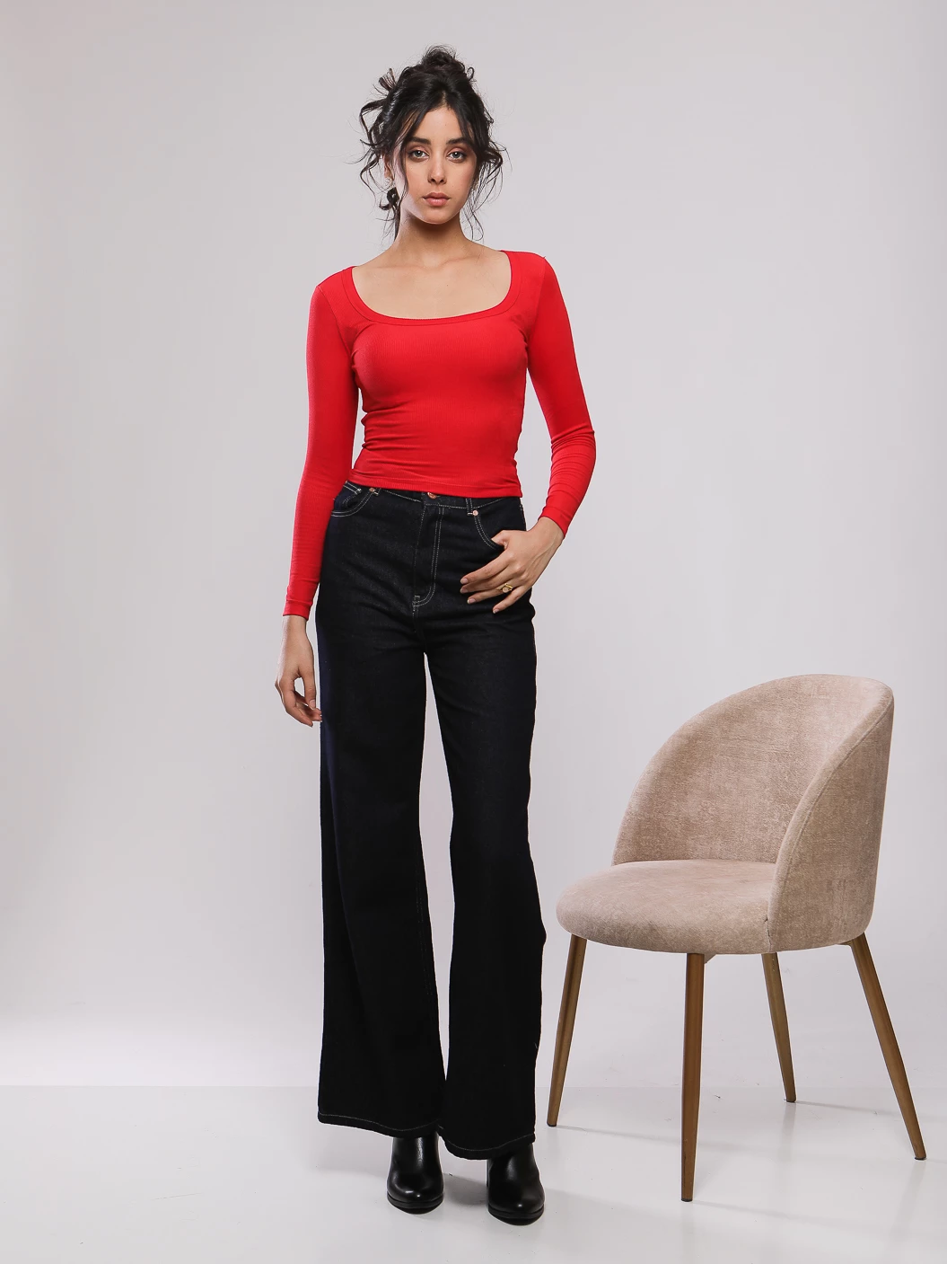 T-SHIRT CÔTELÉ MANCHES LONGUES