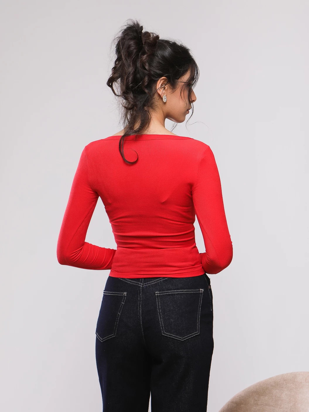 T-SHIRT CÔTELÉ MANCHES LONGUES