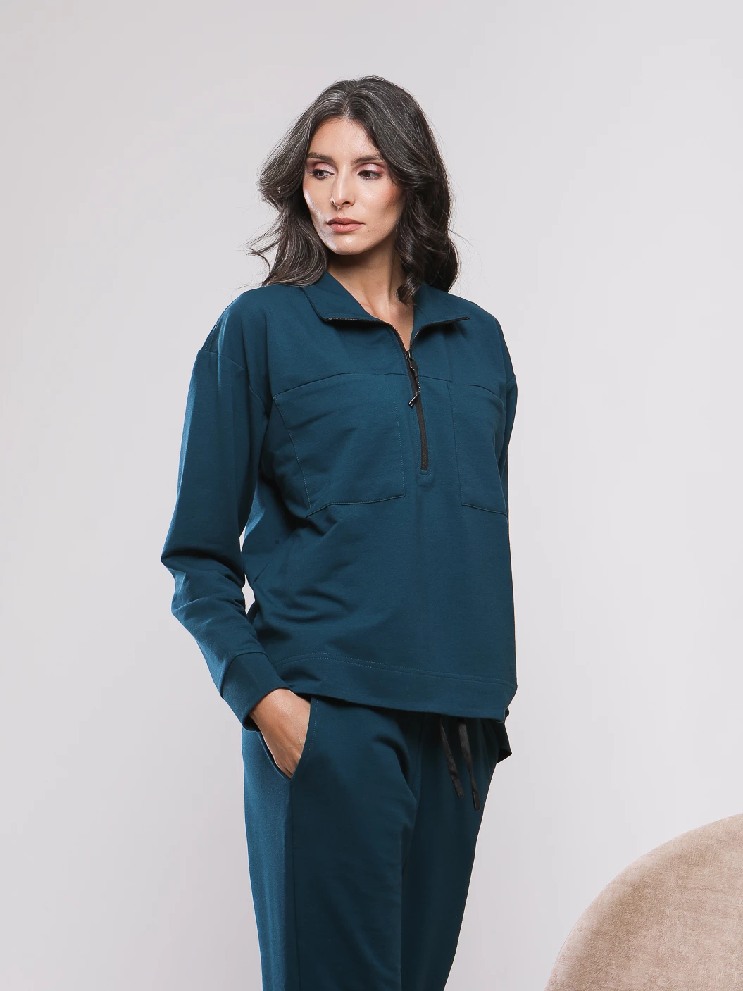 ENSEMBLE SWEAT COL MONTANT ZIPPÉ