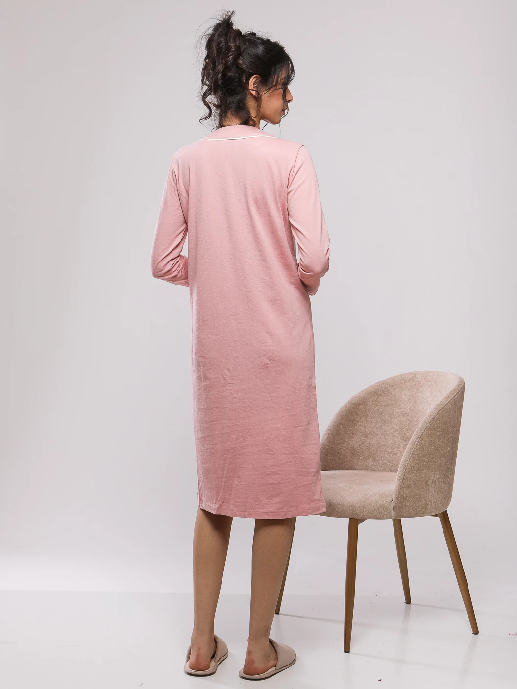 CHEMISE DE NUIT MI-LONGUE DETAIL PIPING