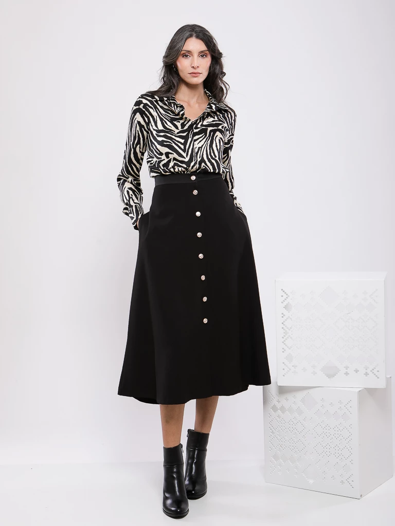 JUPE MI-LONGUE BOUTONNÉE