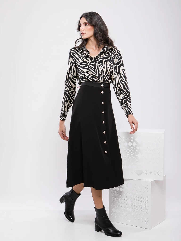 JUPE MI-LONGUE BOUTONNÉE