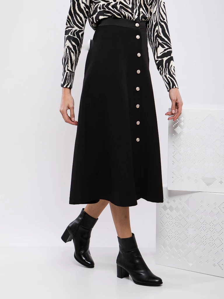 JUPE MI-LONGUE BOUTONNÉE