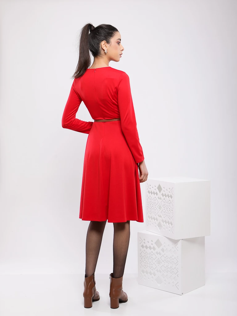 ROBE MIDI ÉVASÉE A MANCHES LONGUE