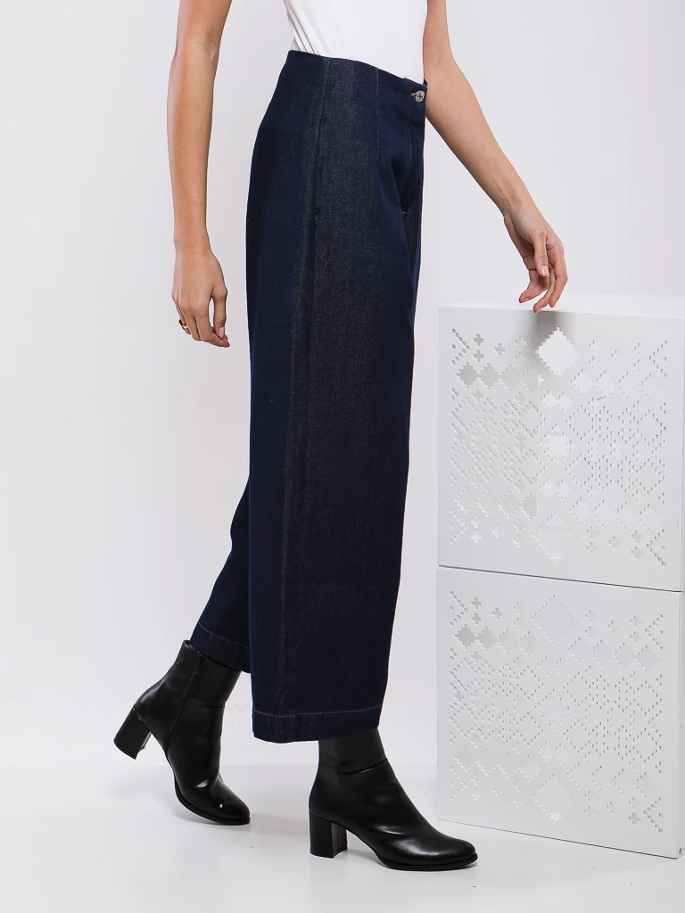 PANTALON TAILLE HAUTE À JAMBES LARGES