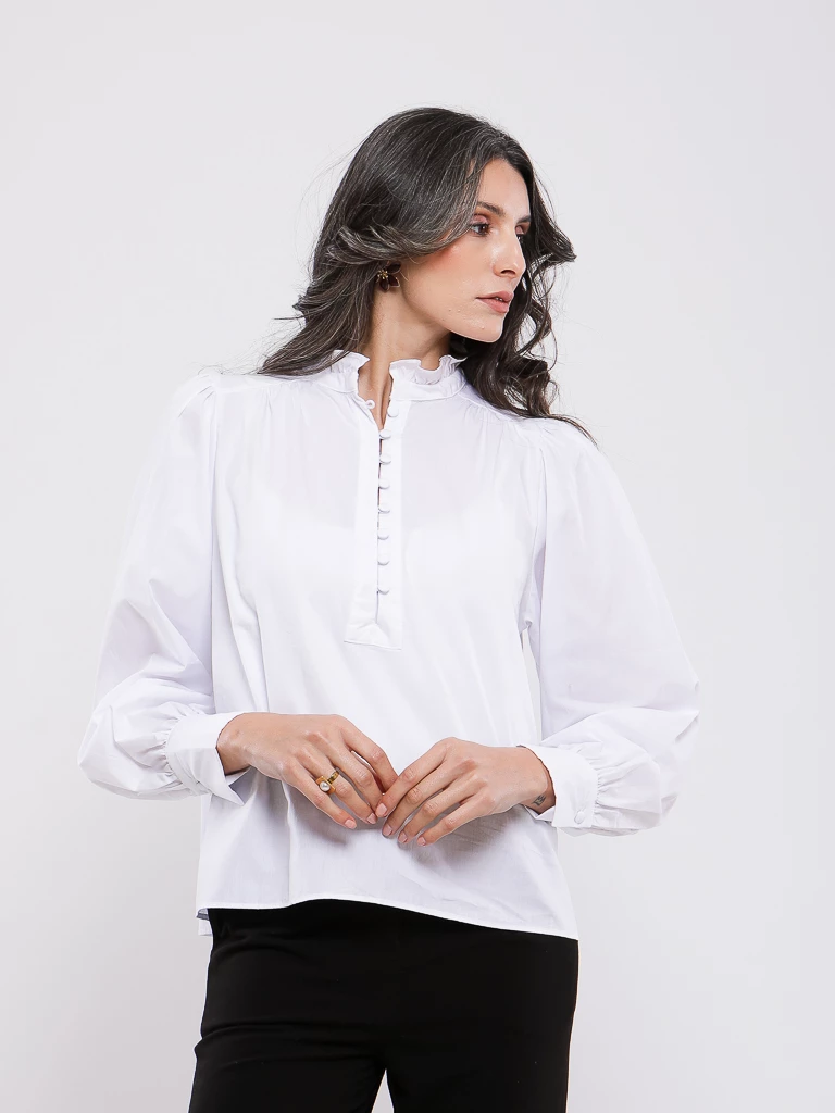 BLOUSE POPLINE MANCHES BOUFFANTES