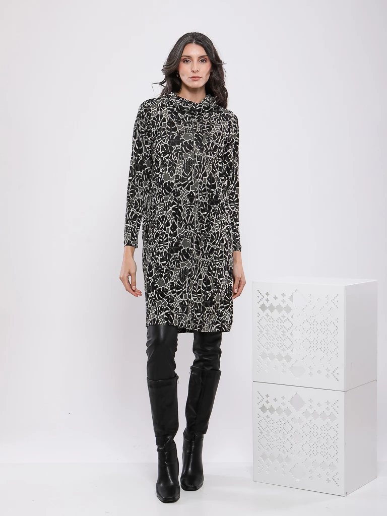 TUNIQUE LONGUE A IMPRIME FEUILLAGE