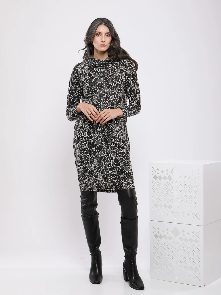 TUNIQUE LONGUE A IMPRIME FEUILLAGE