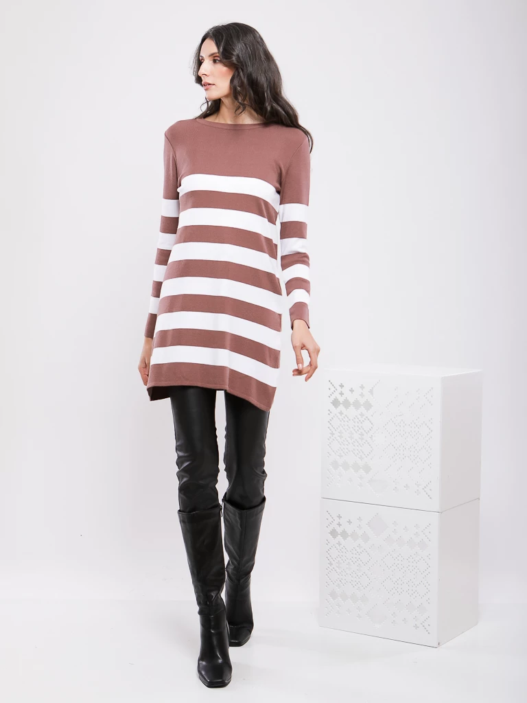 PULL RAYÉ EN MAILLE MANCHES LONGUES