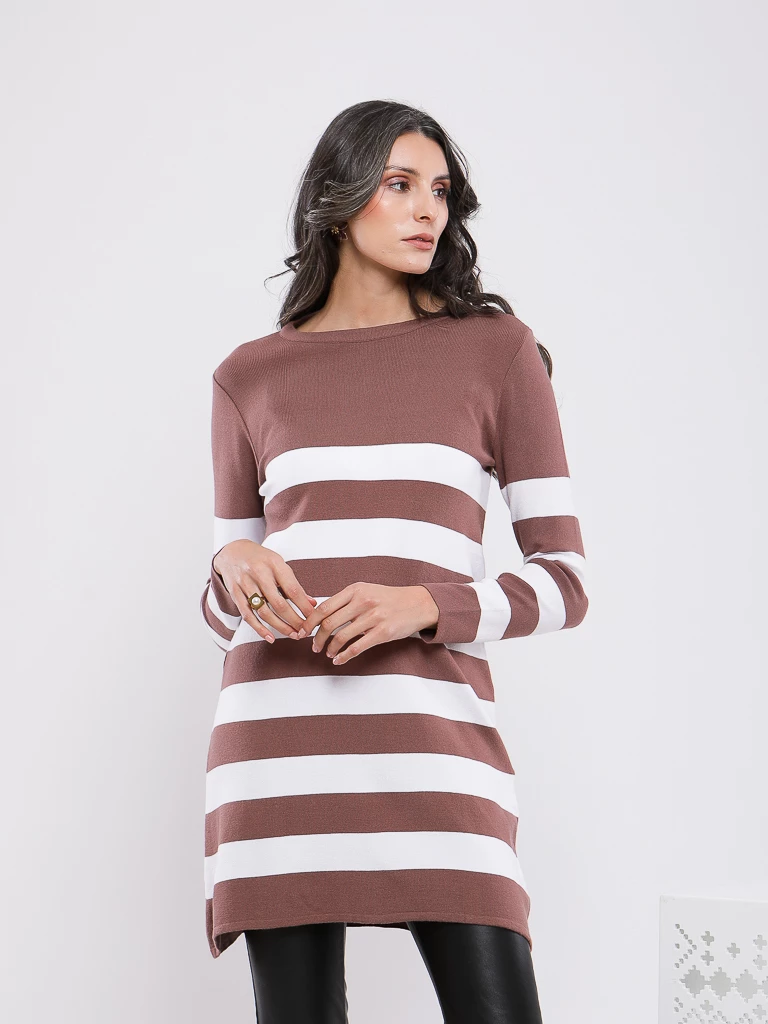 PULL RAYÉ EN MAILLE MANCHES LONGUES