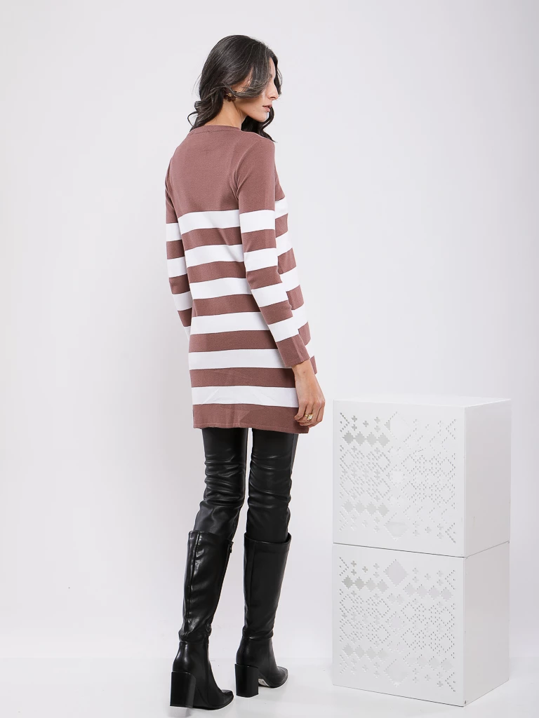 PULL RAYÉ EN MAILLE MANCHES LONGUES