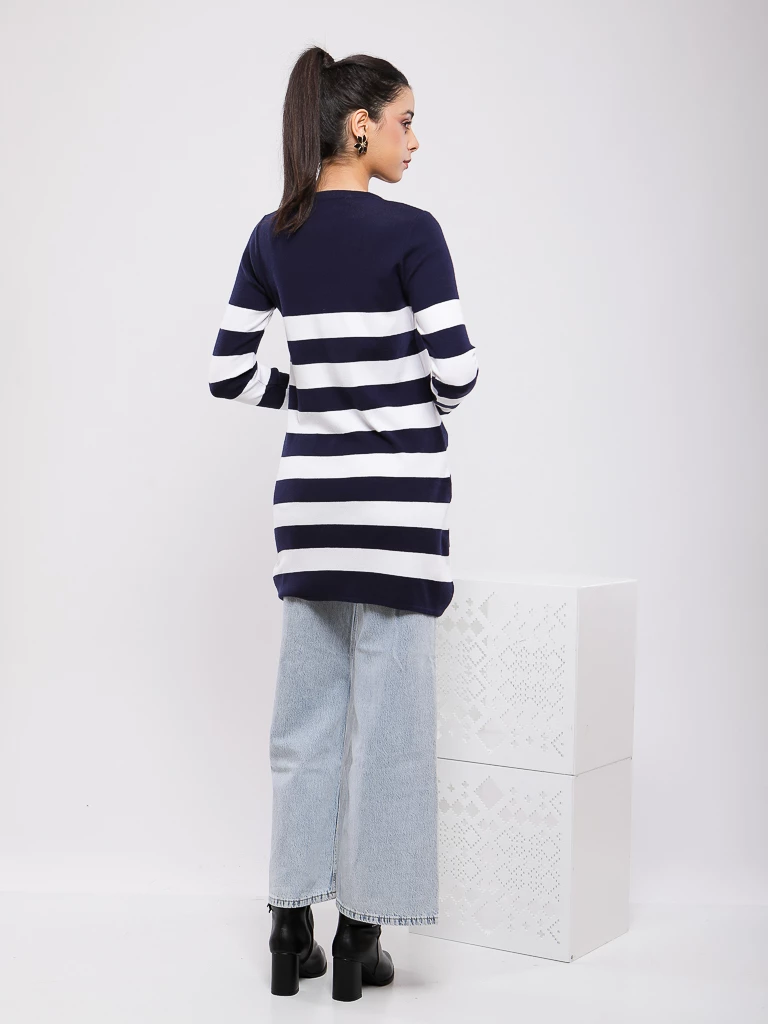 PULL RAYÉ EN MAILLE MANCHES LONGUES