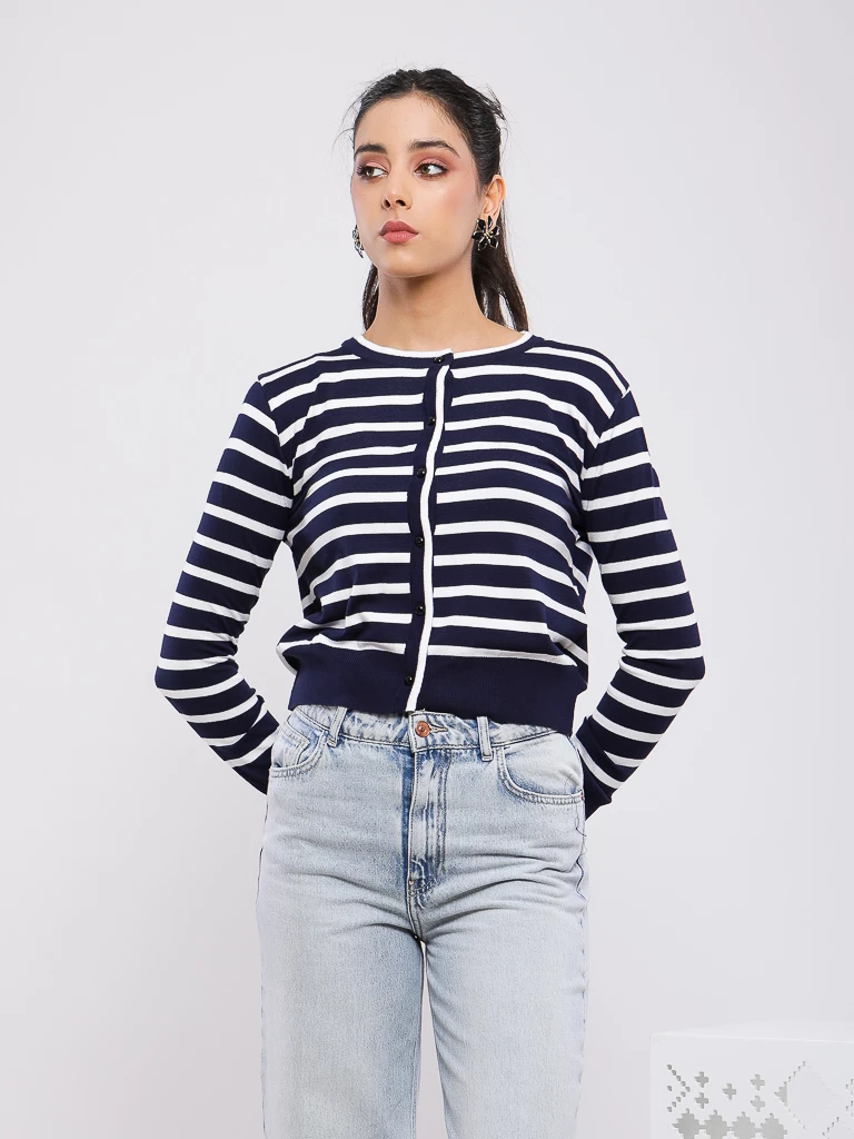 GILET EN MAILLE À RAYURES